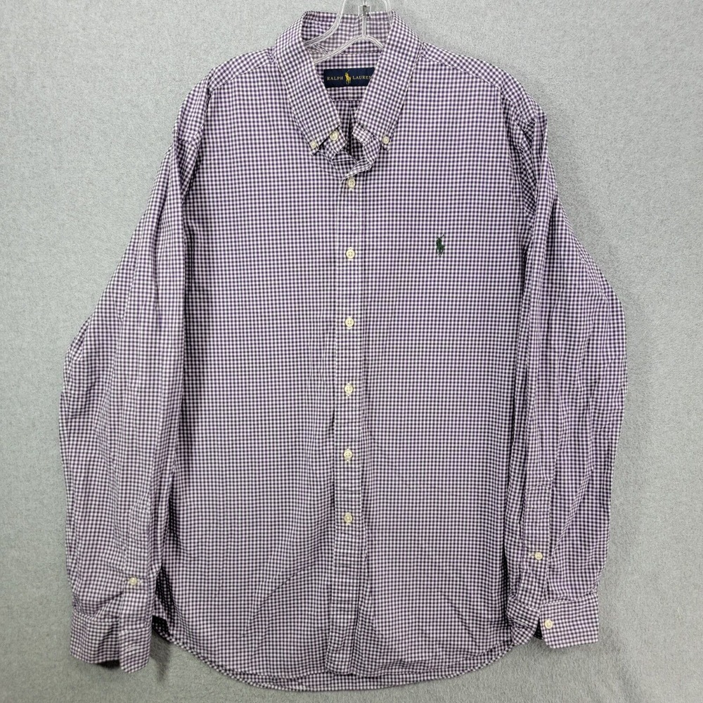 Polo Ralph Lauren shirt Mens XL  Purple White Check Western casual button up